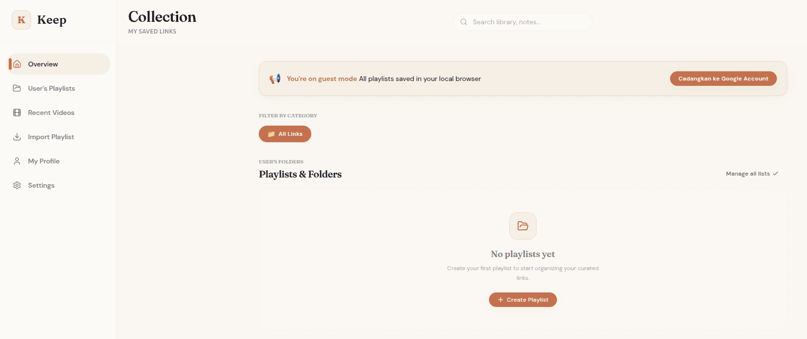 Keep project preview